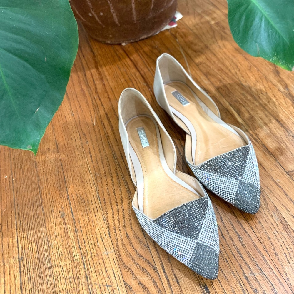 SCHUTZ D’orsay Flats with Suede and Crystals